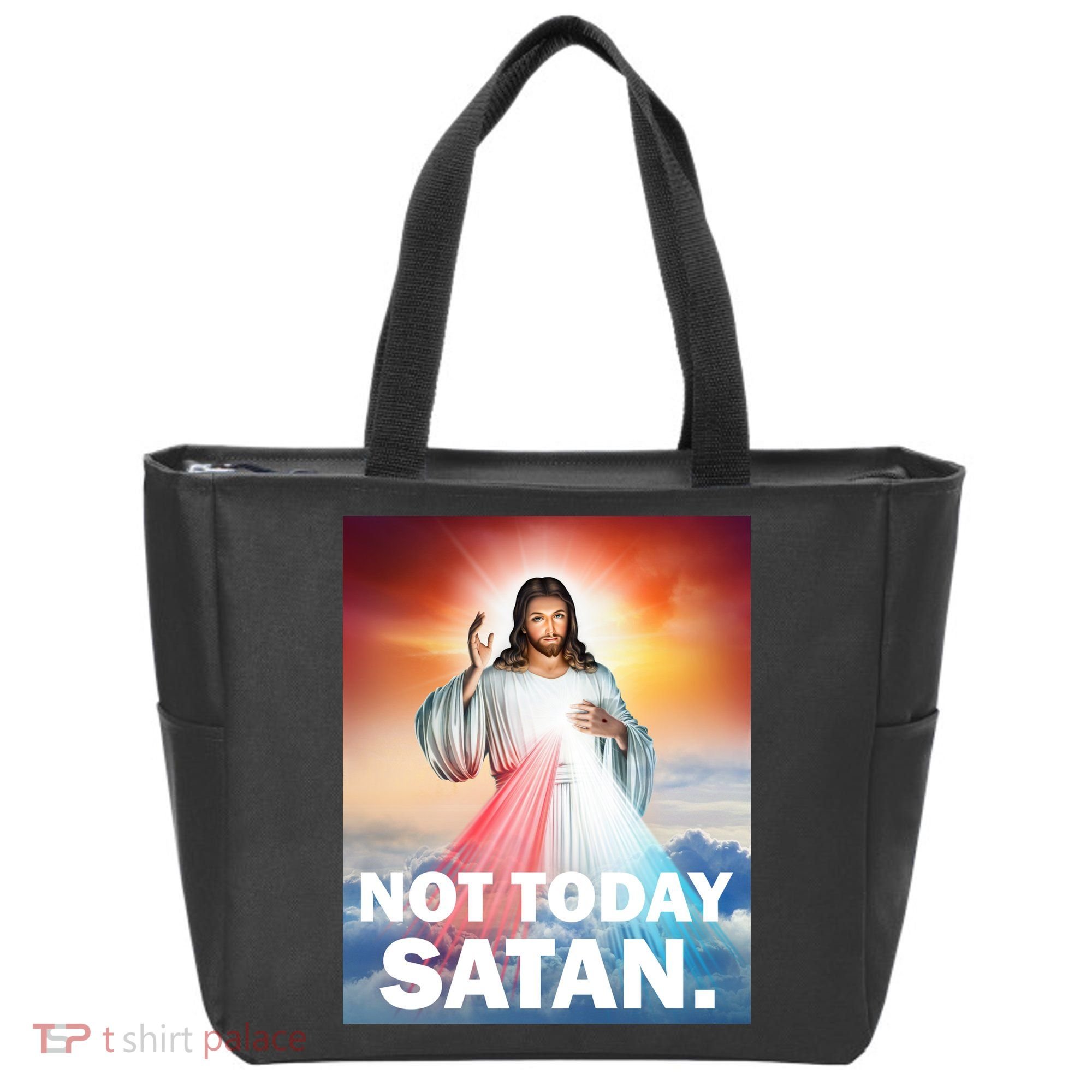 Not Today Satan Jesus Christ Christian Christianity Catholic Tote Bag
