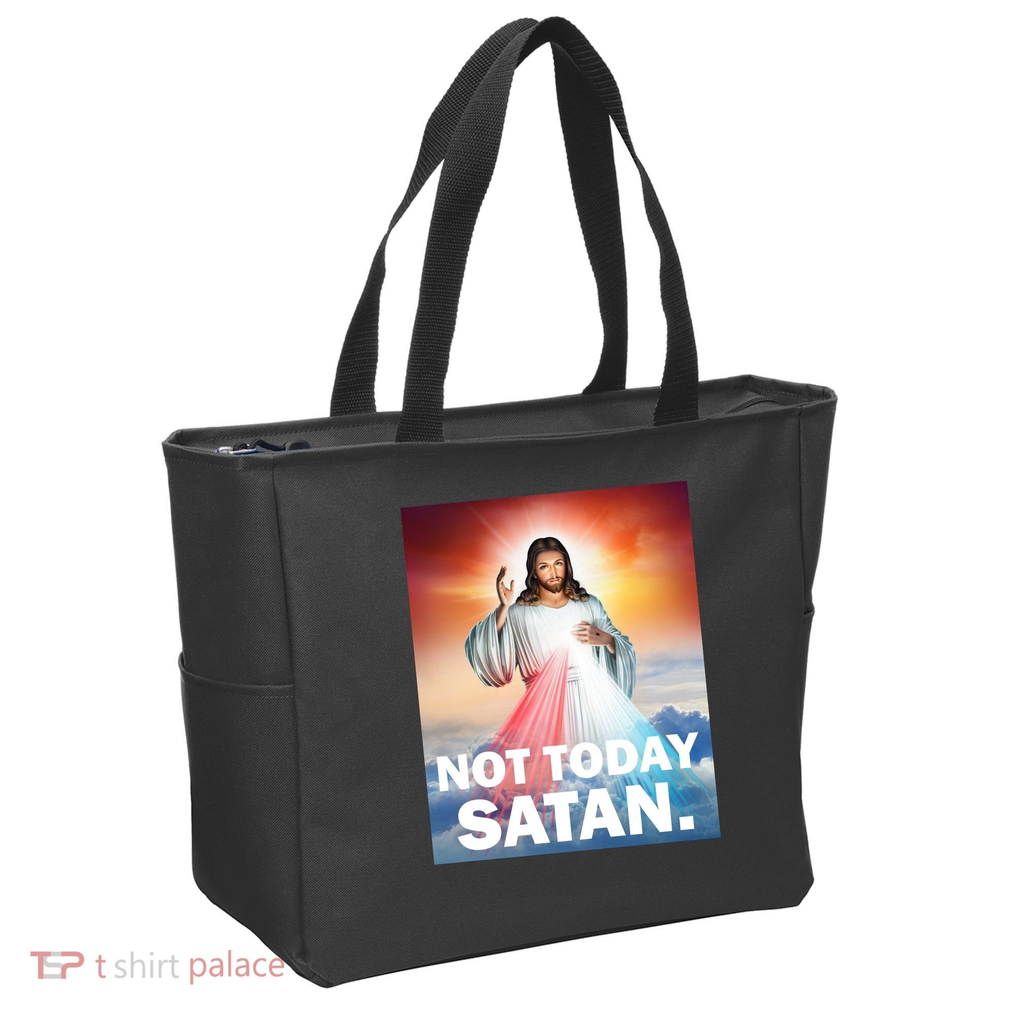 Not Today Satan Jesus Christ Christian Christianity Catholic Tote Bag