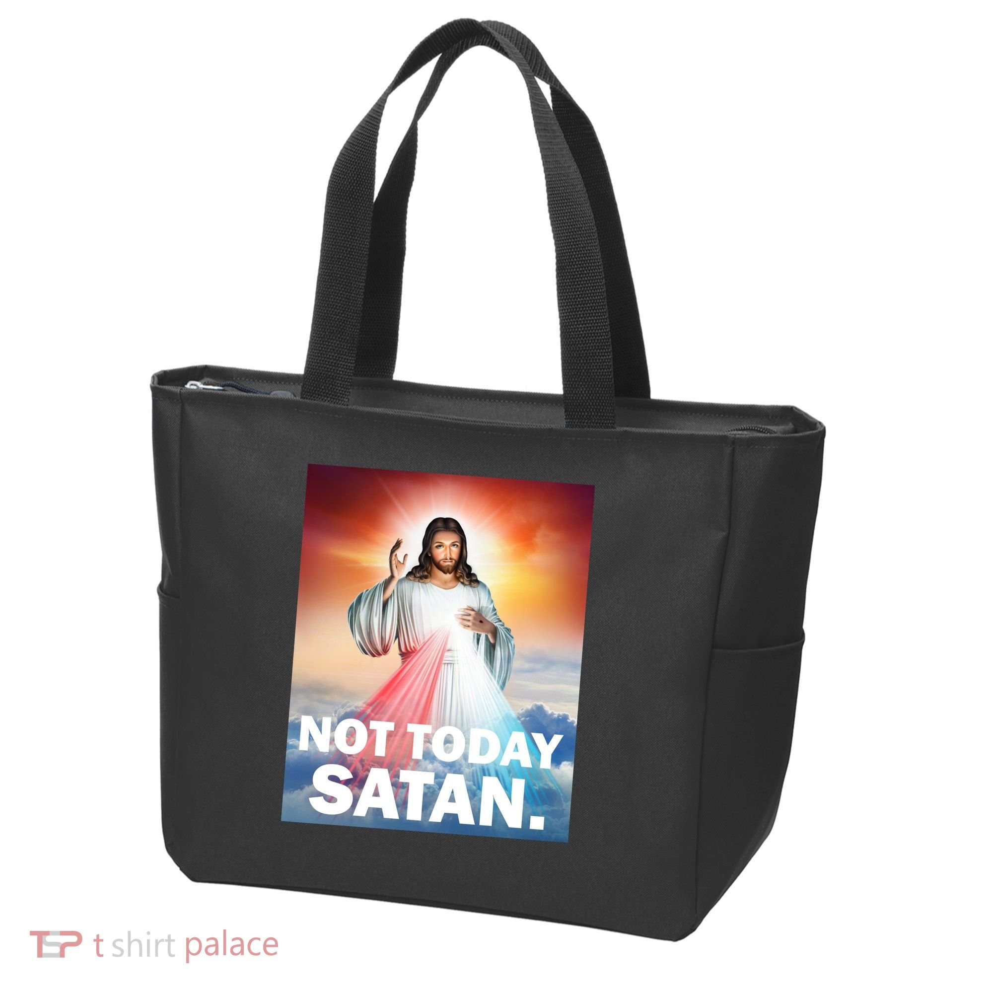 Not Today Satan Jesus Christ Christian Christianity Catholic Tote Bag