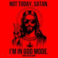 Not Today Satan I’M In God Mode Funny Jesus Meme Santa Hat thumb 1