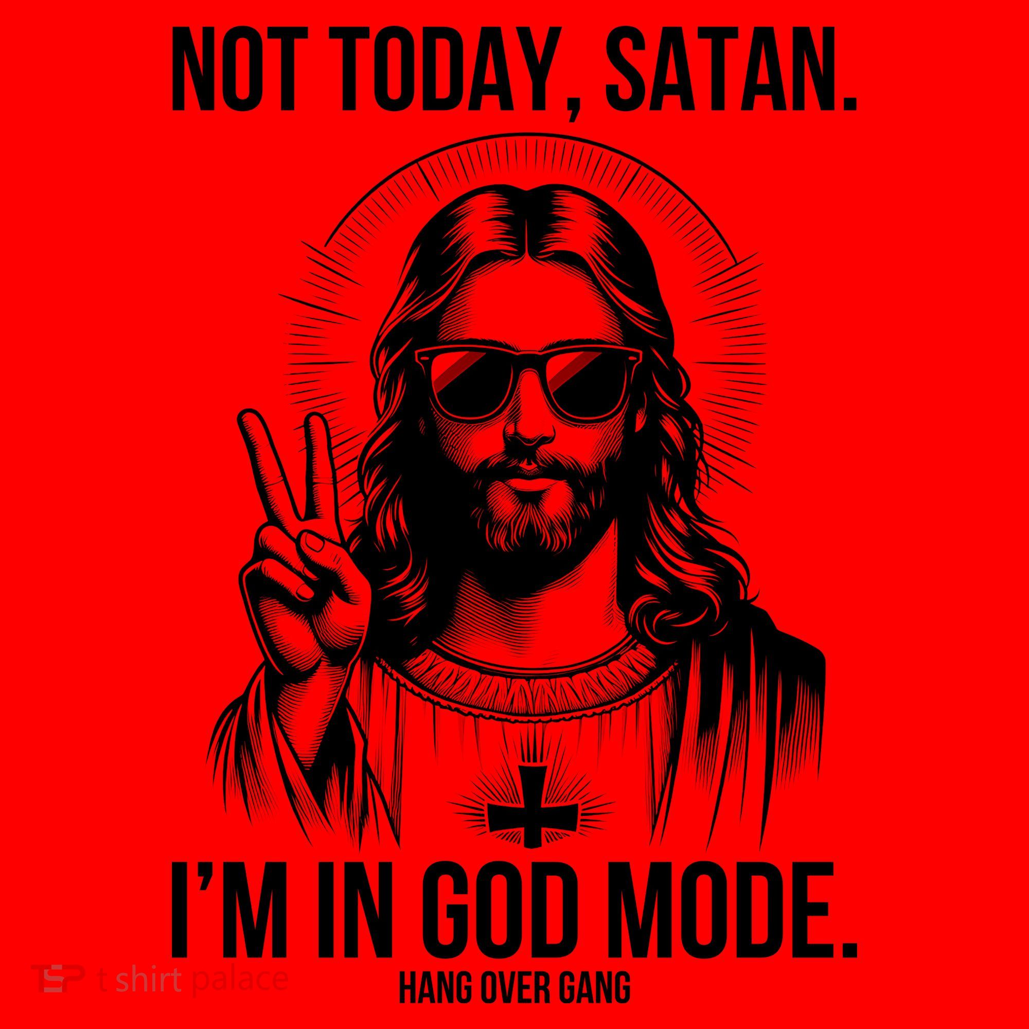 Not Today Satan I’M In God Mode Funny Jesus Meme Santa Hat