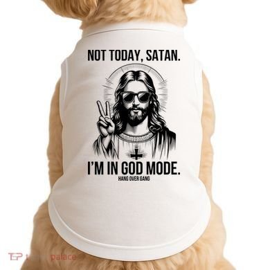 Not Today Satan I’M In God Mode Funny Jesus Meme Doggie Tank
