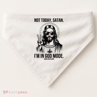 Not Today Satan I’M In God Mode Funny Jesus Meme USA-Made Doggie Bandana thumb 0