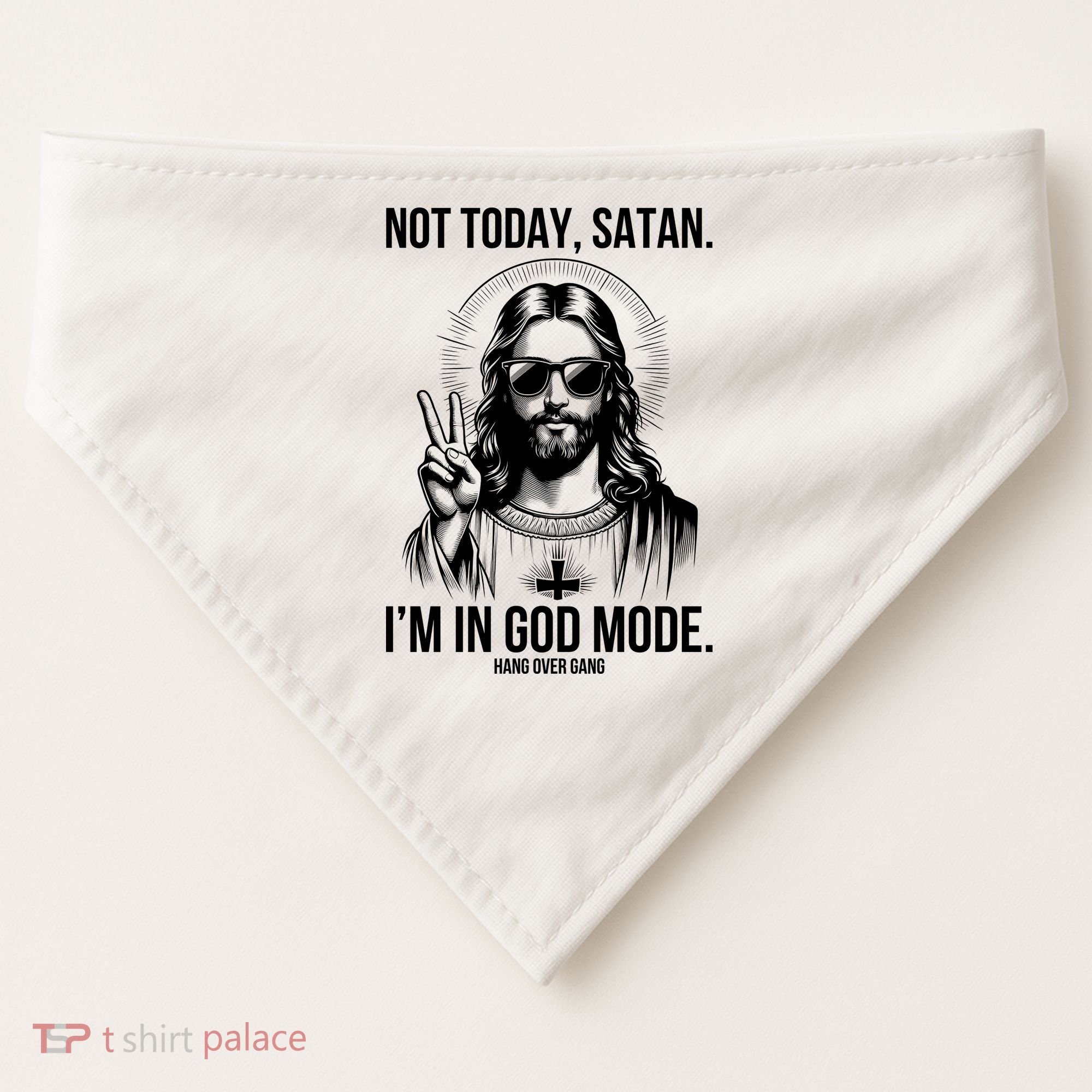 Not Today Satan I’M In God Mode Funny Jesus Meme USA-Made Doggie Bandana