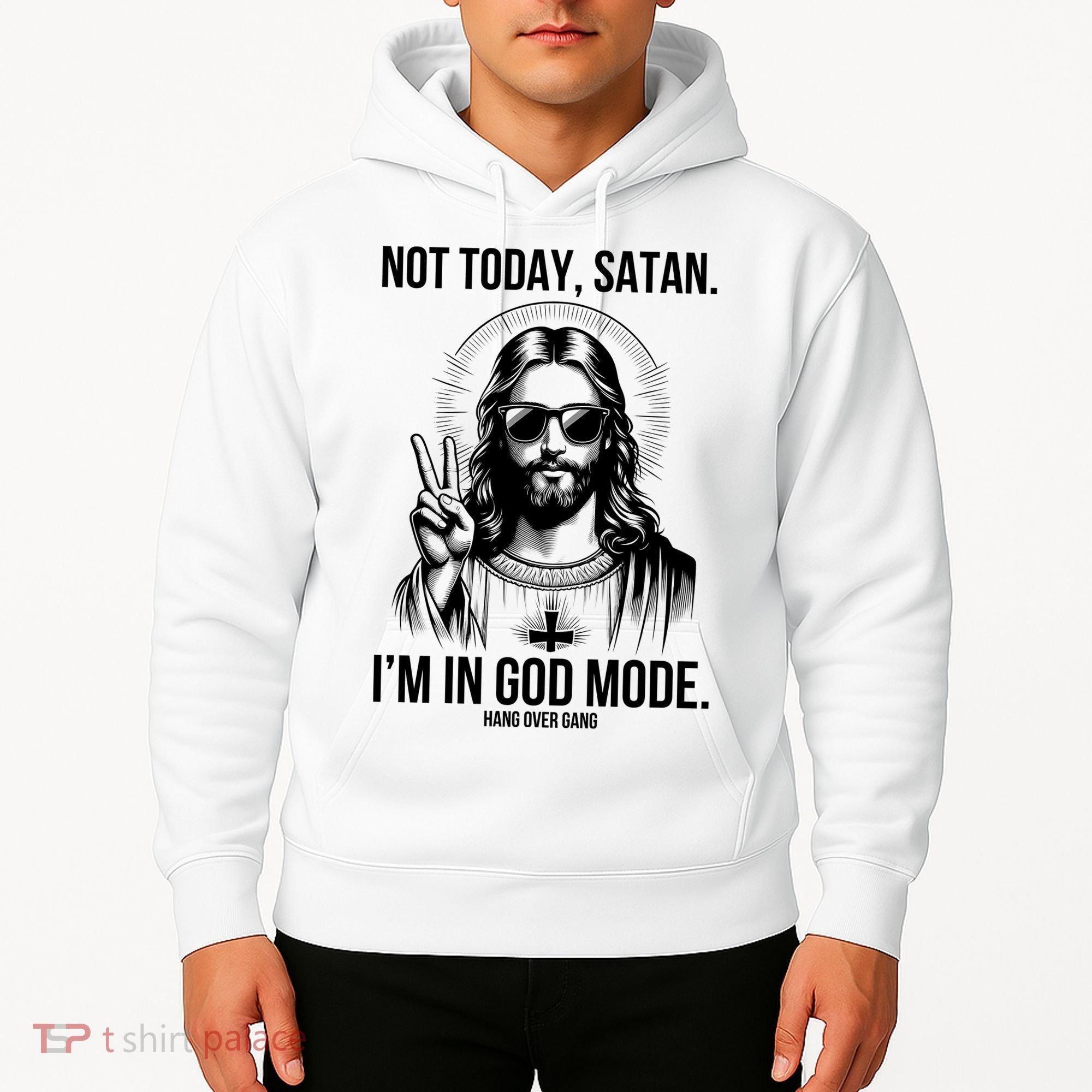 Not Today Satan I’M In God Mode Funny Jesus Meme Hoodie