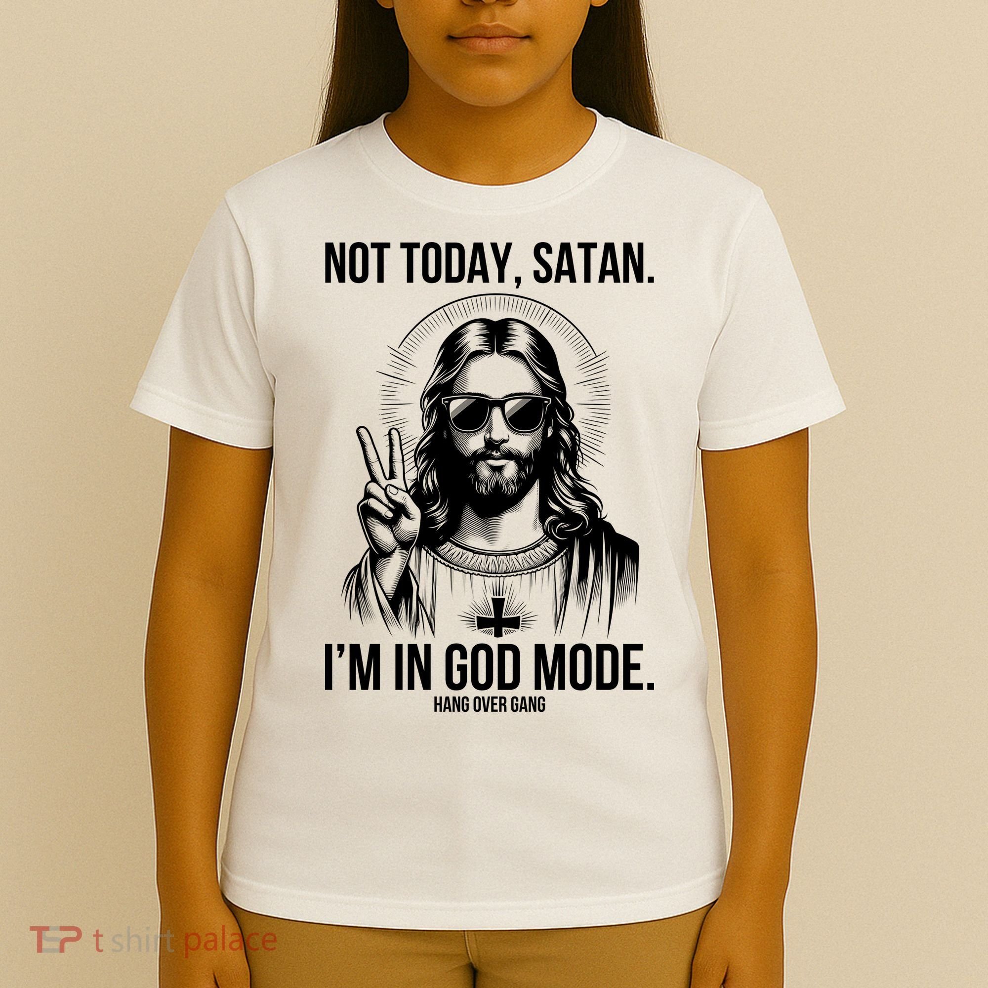 Not Today Satan I’M In God Mode Funny Jesus Meme T-Shirt