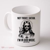 Not Today Satan I’M In God Mode Funny Jesus Meme Coffee Mug thumb 0