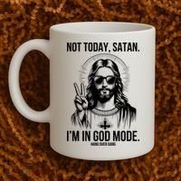 Not Today Satan I’M In God Mode Funny Jesus Meme Coffee Mug thumb 2