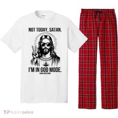 Not Today Satan I’M In God Mode Funny Jesus Meme Pajama Set
