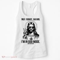 Not Today Satan I’M In God Mode Funny Jesus Meme Women's Tank Top thumb 0