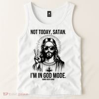 Not Today Satan I’M In God Mode Funny Jesus Meme Tank Top thumb 2