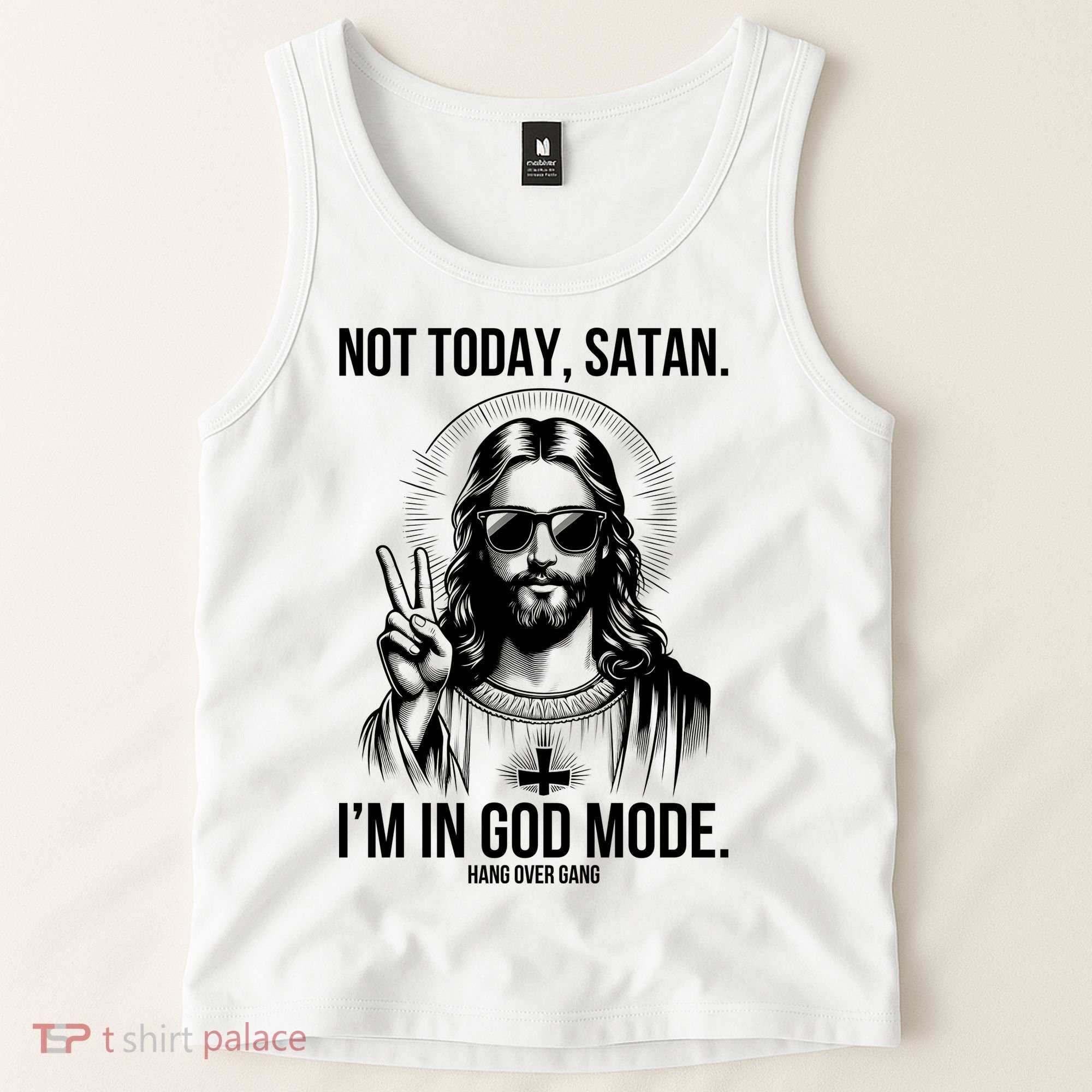 Not Today Satan I’M In God Mode Funny Jesus Meme Tank Top
