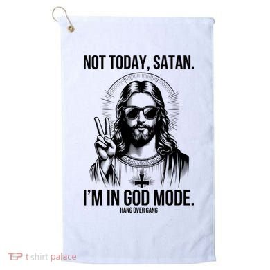 Not Today Satan I’M In God Mode Funny Jesus Meme Golf Towel