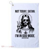 Not Today Satan I’M In God Mode Funny Jesus Meme Golf Towel thumb 0