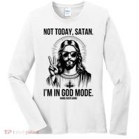 Not Today Satan I’M In God Mode Funny Jesus Meme Women's Long Sleeve Shirt thumb 0