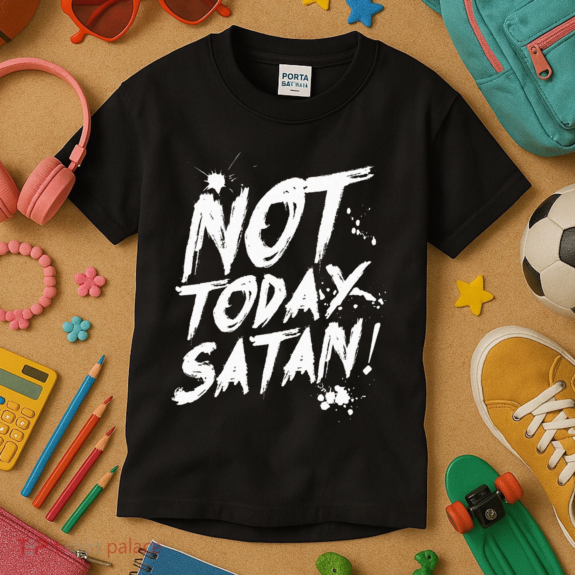 Not Today Satan  Funny Anti Satan Gift Kids T-Shirt
