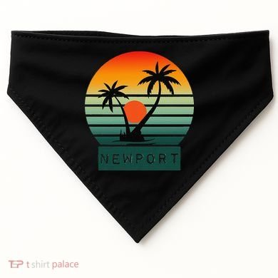 Newport Tropical Sunset Palm Trees Beach USA-Made Doggie Bandana
