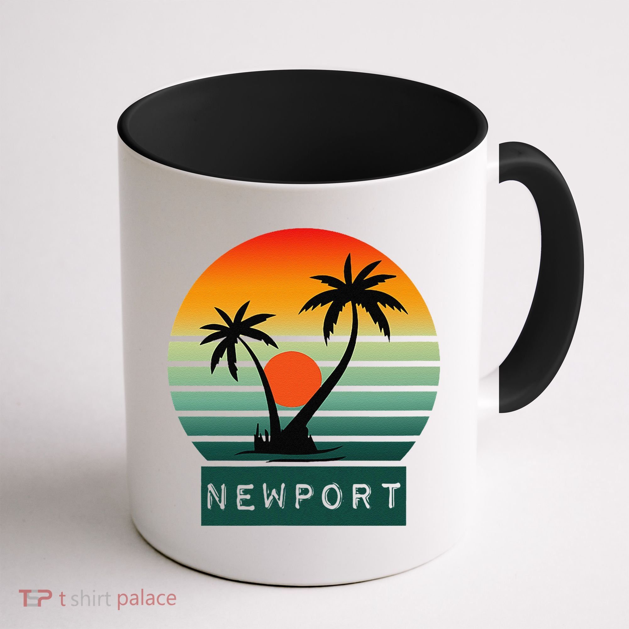 Newport Tropical Sunset Palm Trees Beach Coffee Mug
