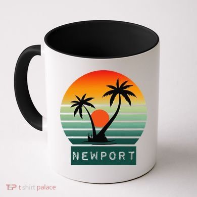 Newport Tropical Sunset Palm Trees Beach Coffee Mug