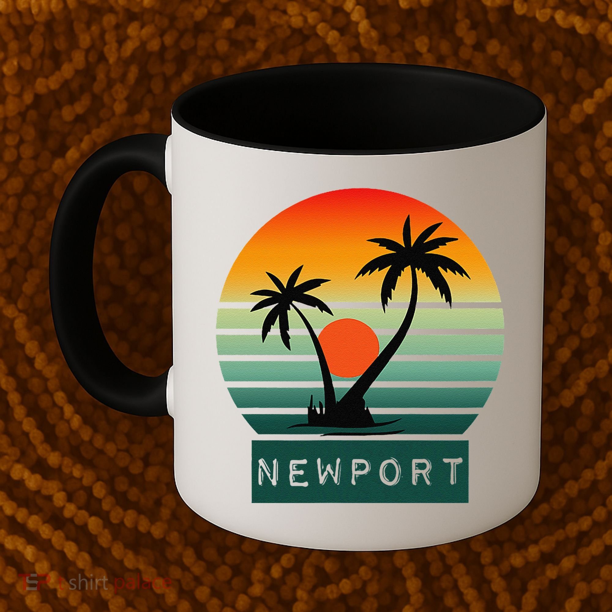 Newport Tropical Sunset Palm Trees Beach Coffee Mug