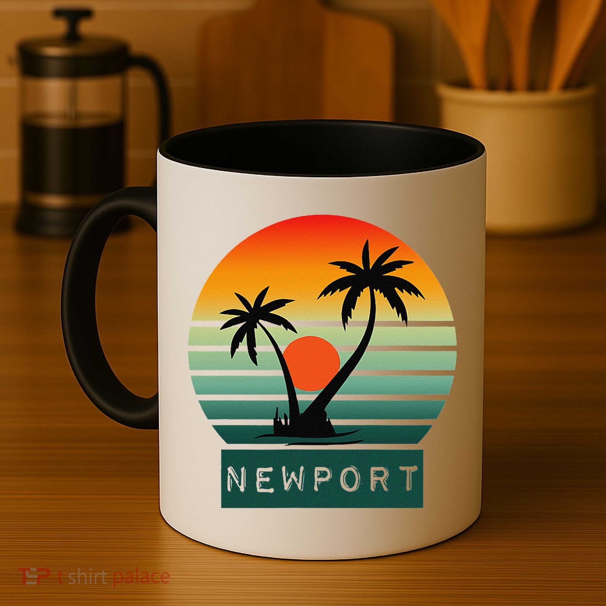 Newport Tropical Sunset Palm Trees Beach Coffee Mug