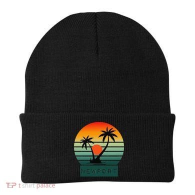 Newport Tropical Sunset Palm Trees Beach Beanie