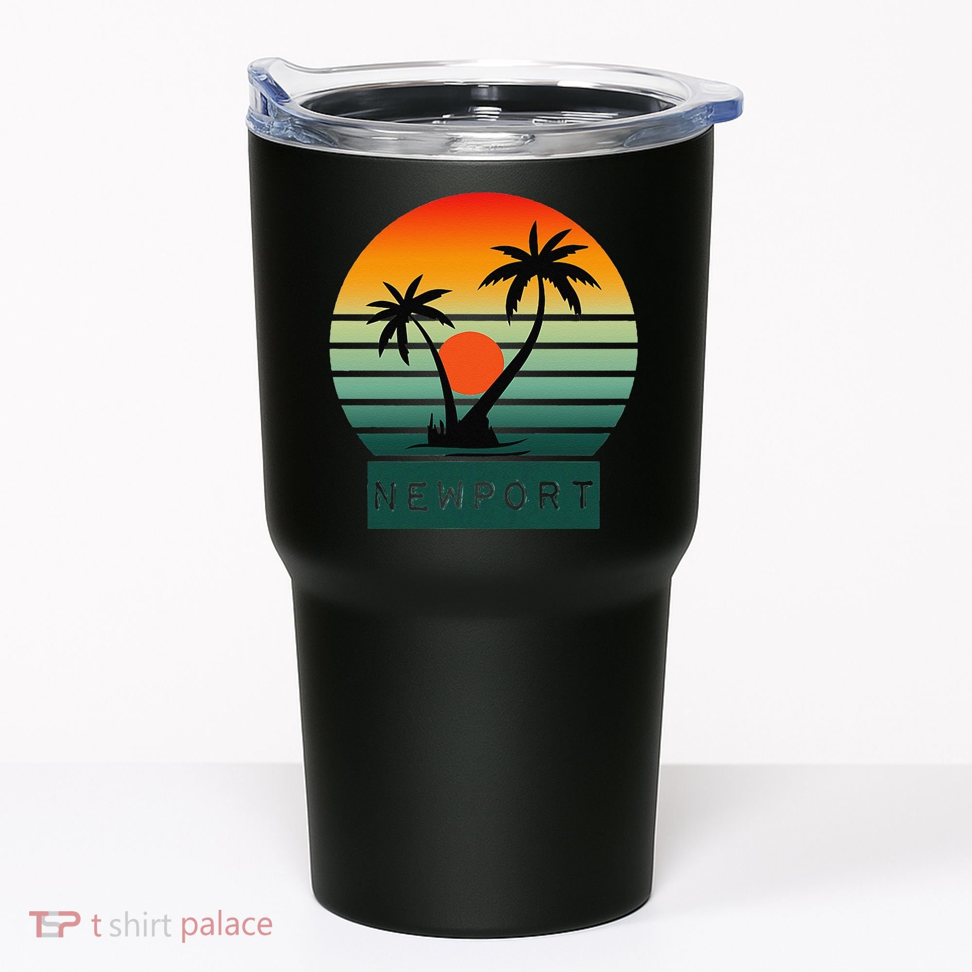 Newport Tropical Sunset Palm Trees Beach Tumbler
