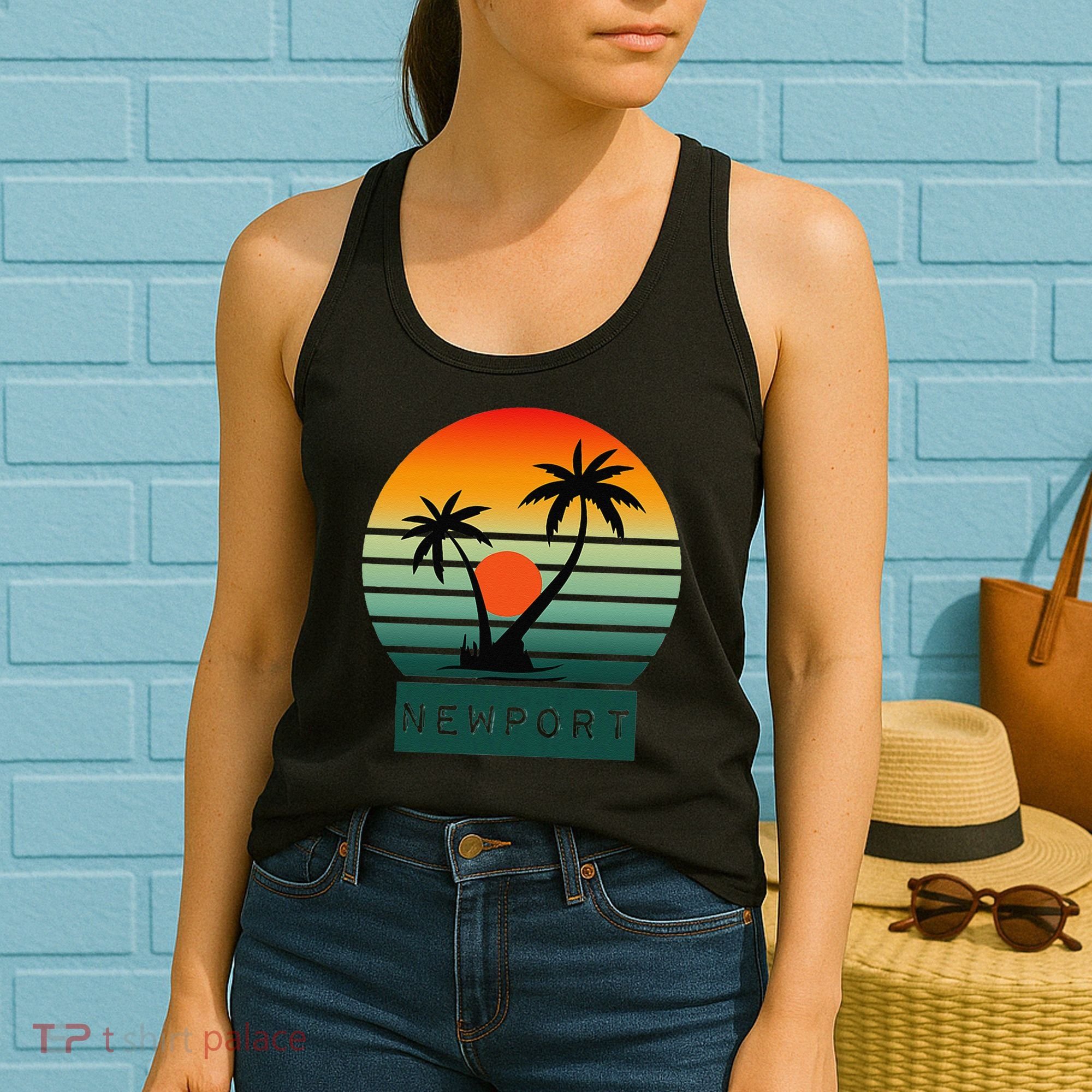 Newport Tropical Sunset Palm Trees Beach Women's Tank Top