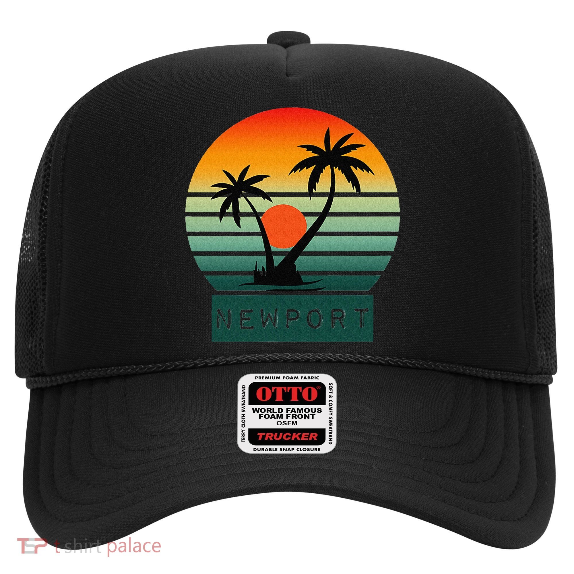 Newport Tropical Sunset Palm Trees Beach Hat