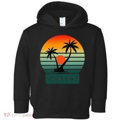 Newport Tropical Sunset Palm Trees Beach Toddler Hoodie