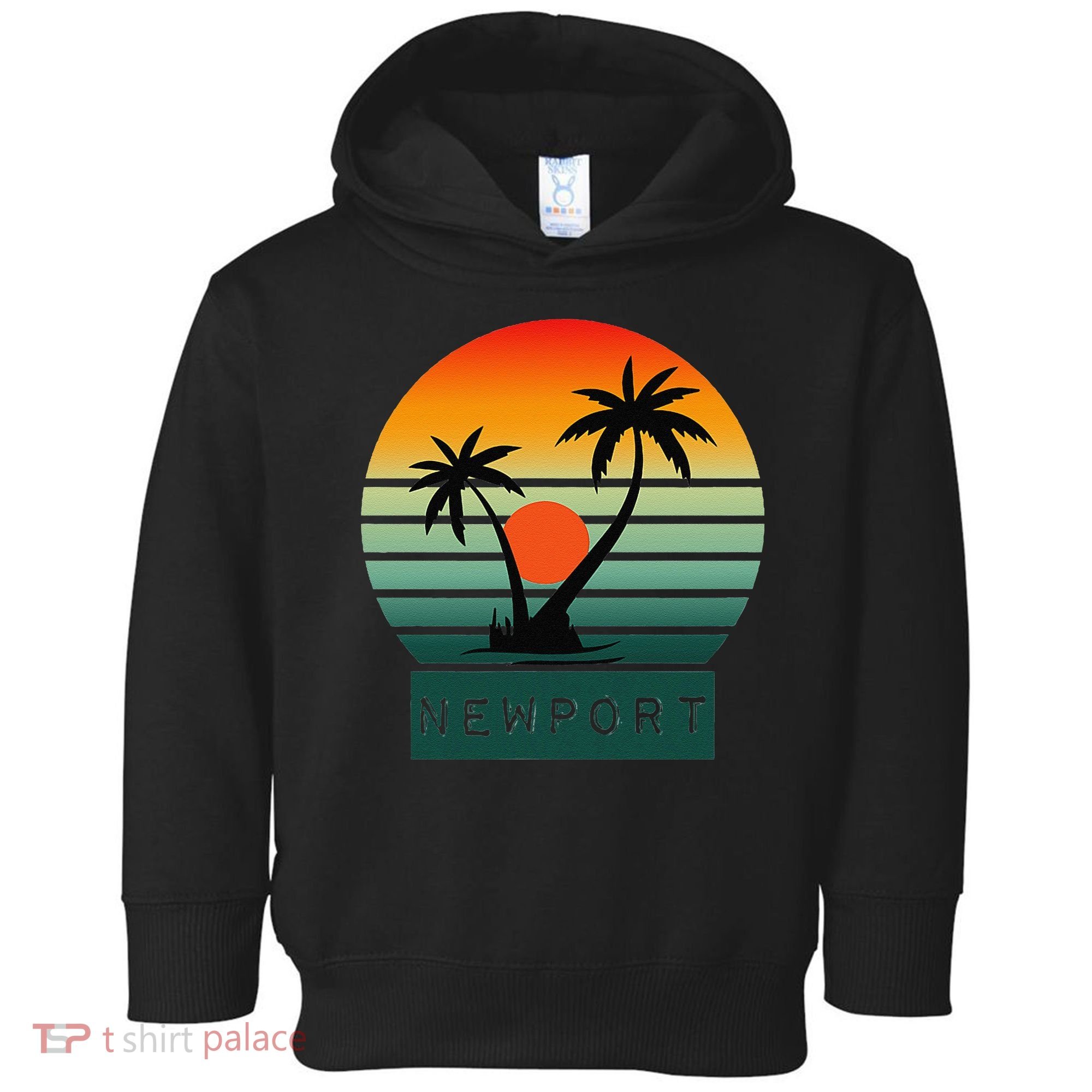 Newport Tropical Sunset Palm Trees Beach Toddler Hoodie