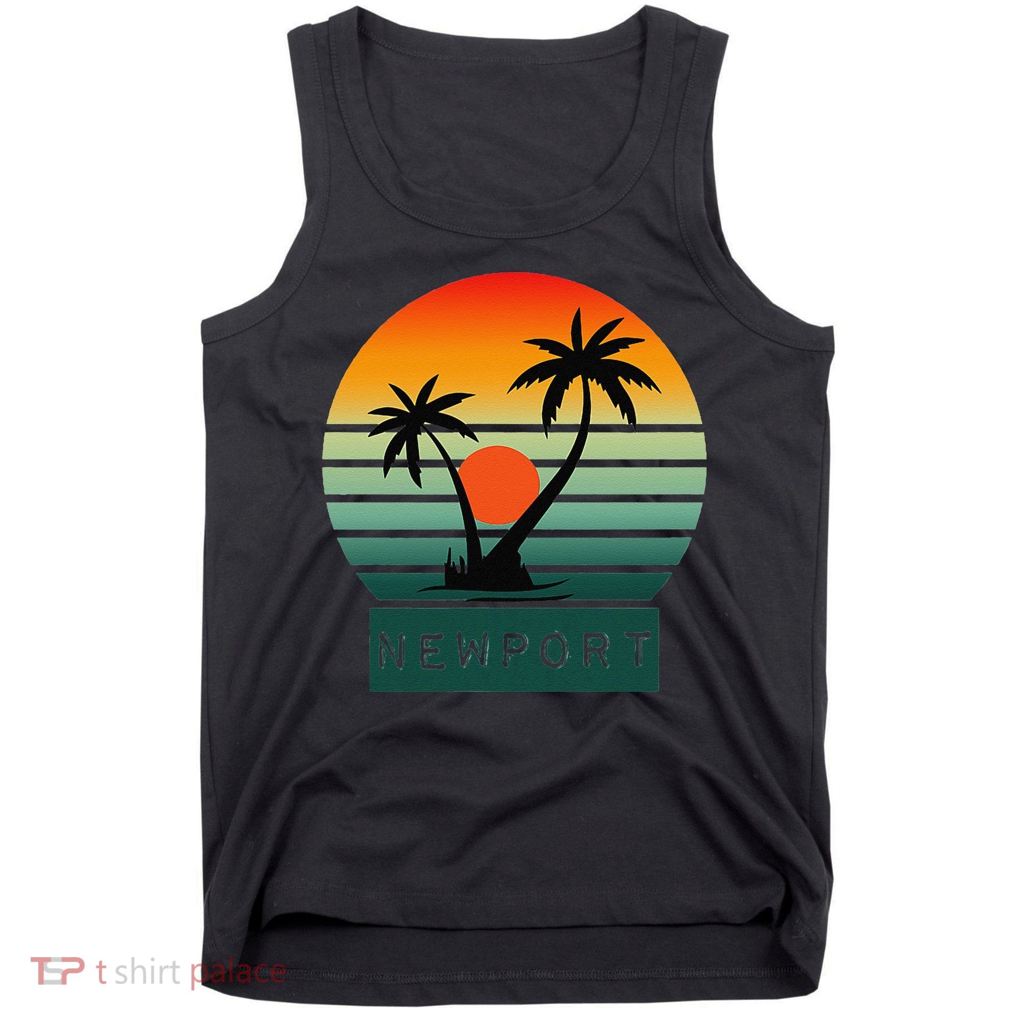Newport Tropical Sunset Palm Trees Beach Tank Top