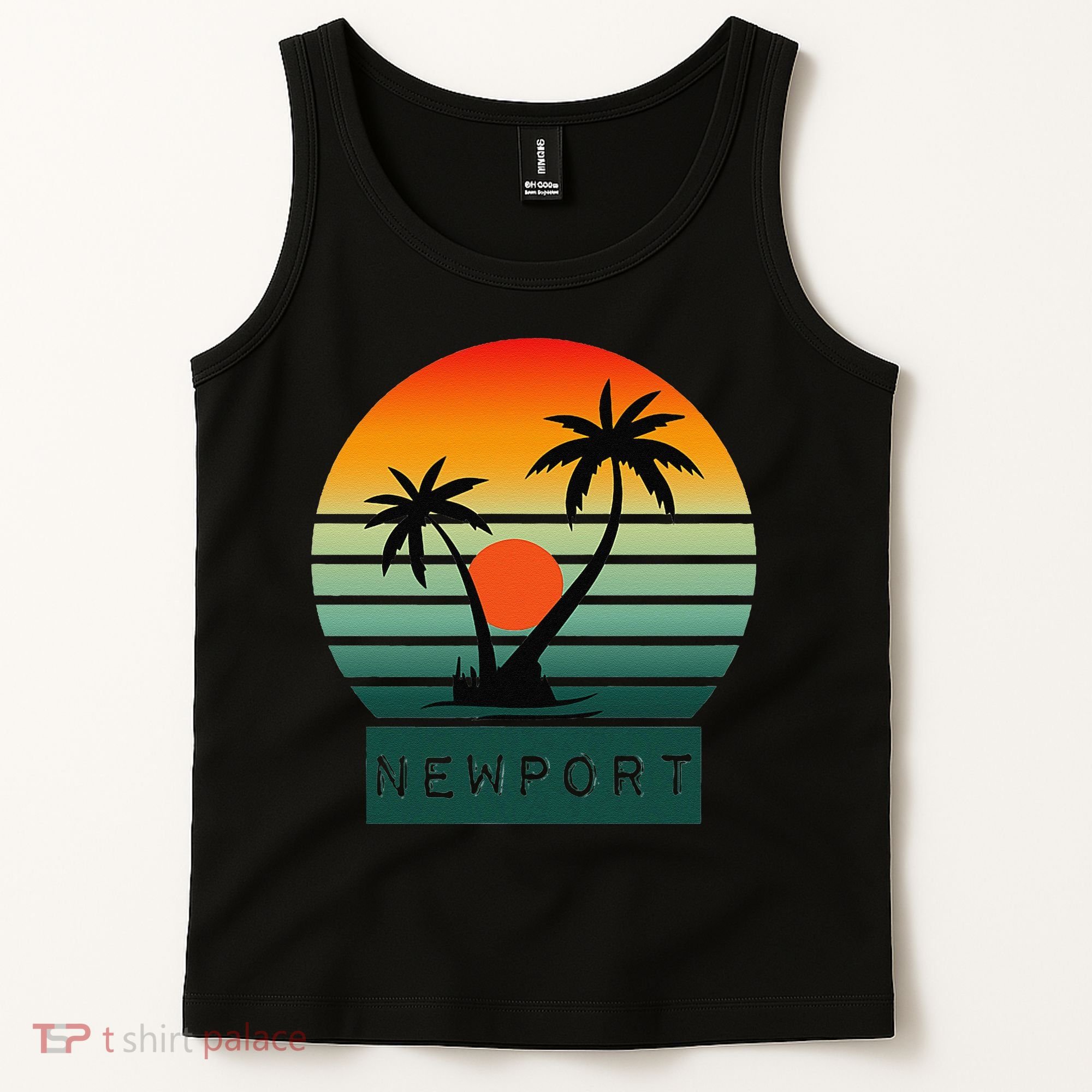 Newport Tropical Sunset Palm Trees Beach Tank Top