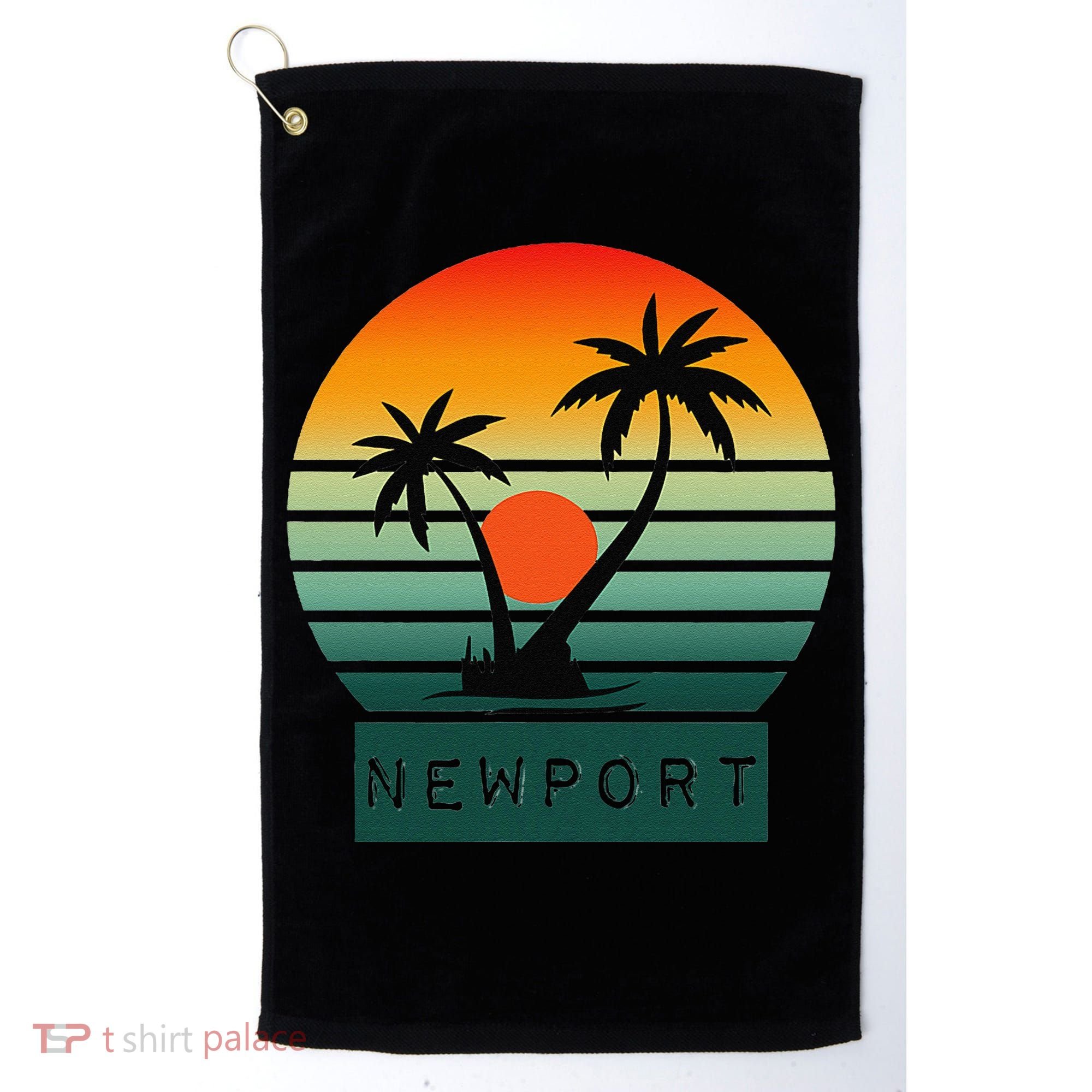 Newport Tropical Sunset Palm Trees Beach Golf Towel
