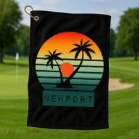 Newport Tropical Sunset Palm Trees Beach Golf Towel thumb 1