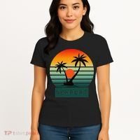 Newport Tropical Sunset Palm Trees Beach Women's T-Shirt thumb 4