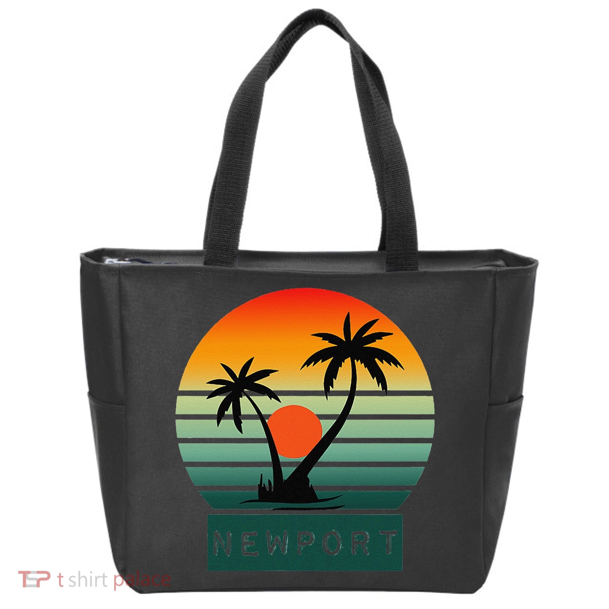 Newport Tropical Sunset Palm Trees Beach Tote Bag