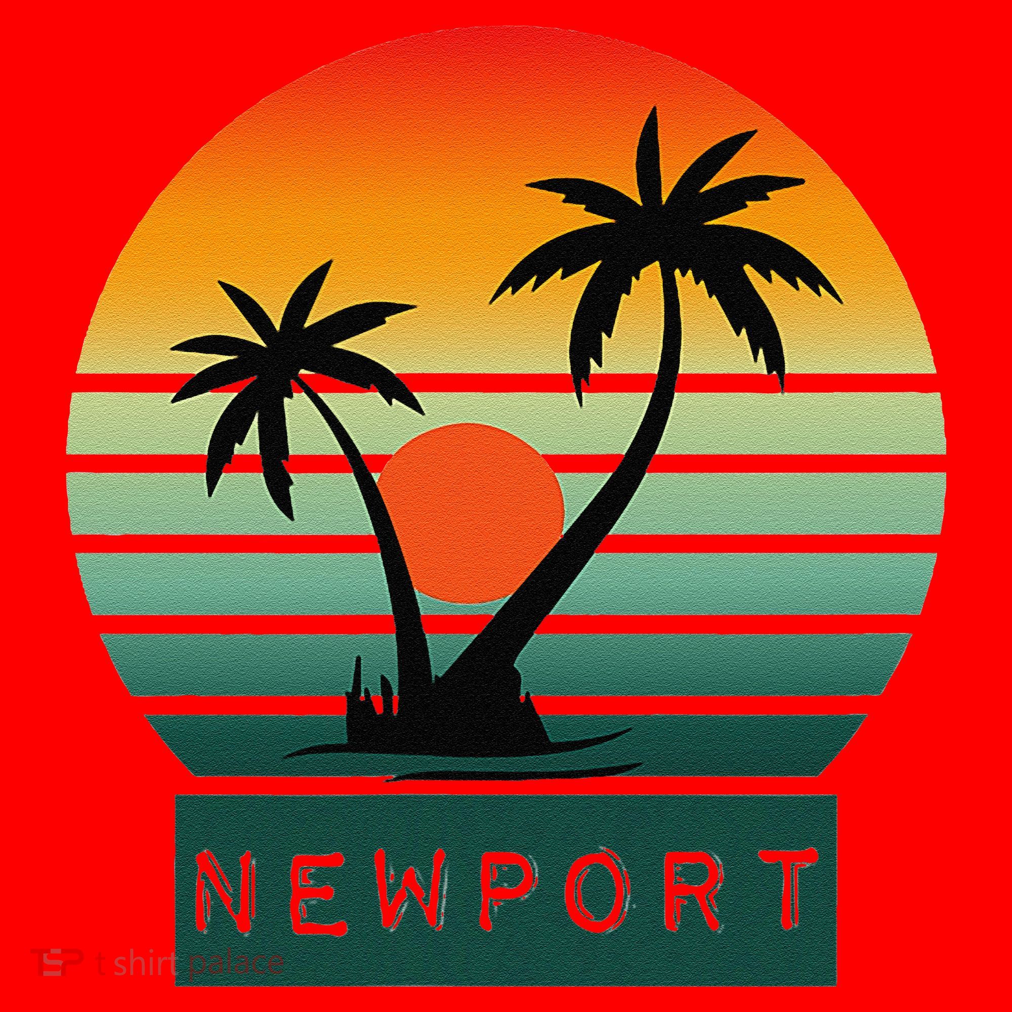 Newport Tropical Sunset Palm Trees Beach Santa Hat