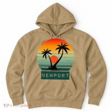 Newport Tropical Sunset Palm Trees Beach Hoodie