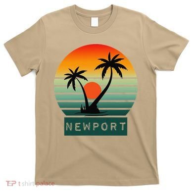 Newport Tropical Sunset Palm Trees Beach T-Shirt