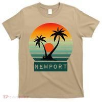 Newport Tropical Sunset Palm Trees Beach T-Shirt thumb 0