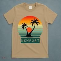 Newport Tropical Sunset Palm Trees Beach T-Shirt thumb 5