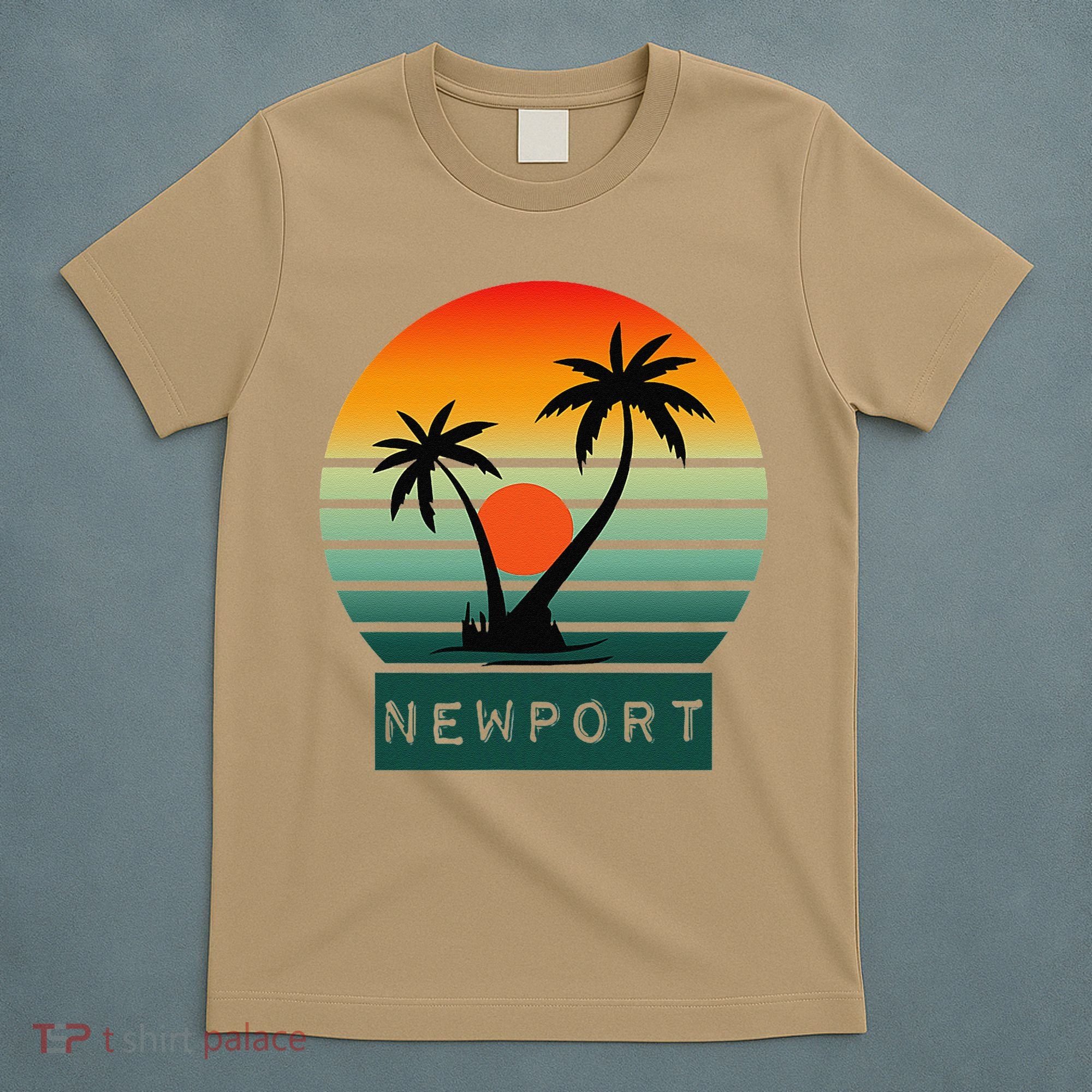 Newport Tropical Sunset Palm Trees Beach T-Shirt