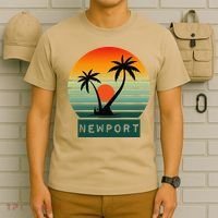Newport Tropical Sunset Palm Trees Beach T-Shirt thumb 6