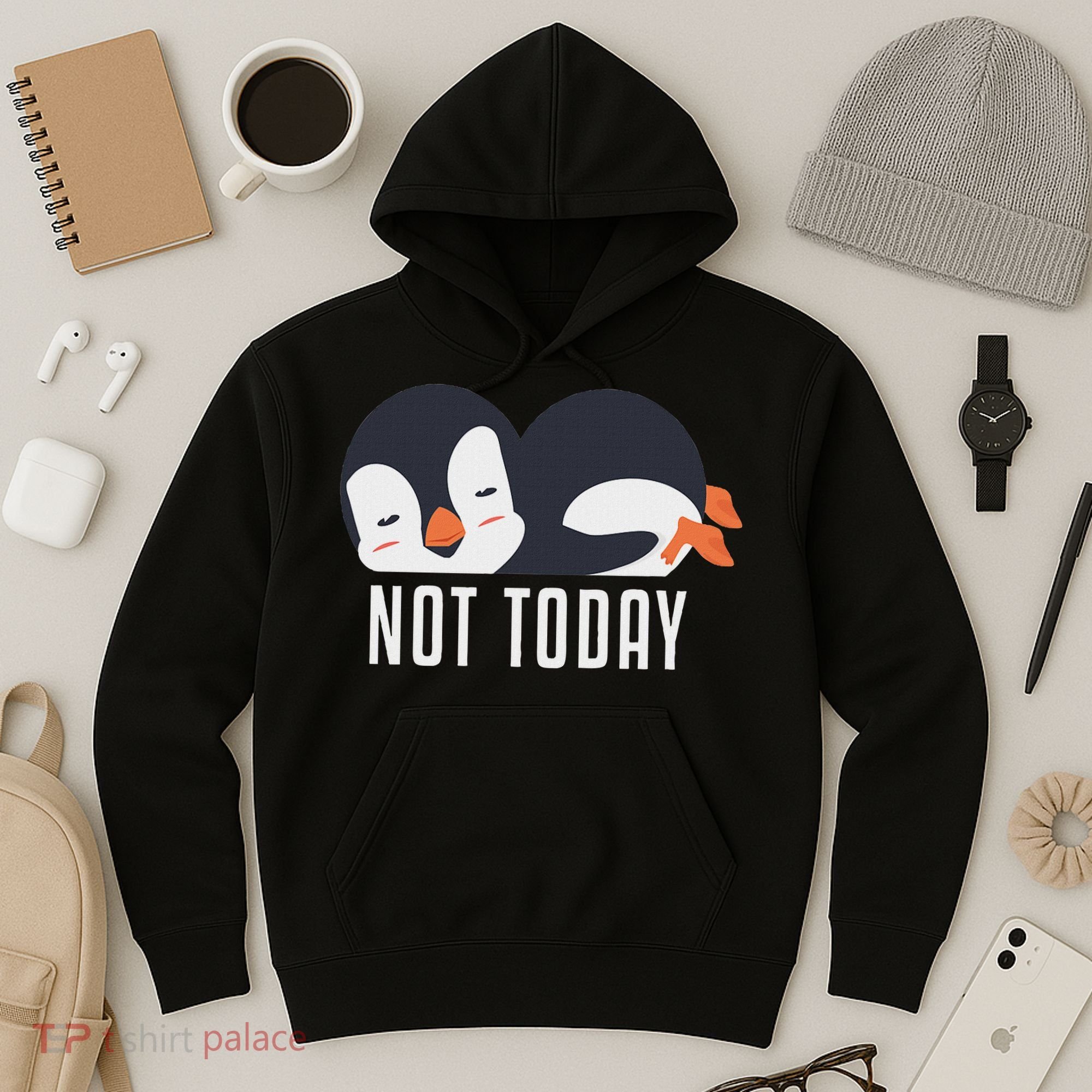 Not Today Sea Bird King Emperor Penguin Lover Penguin Hoodie
