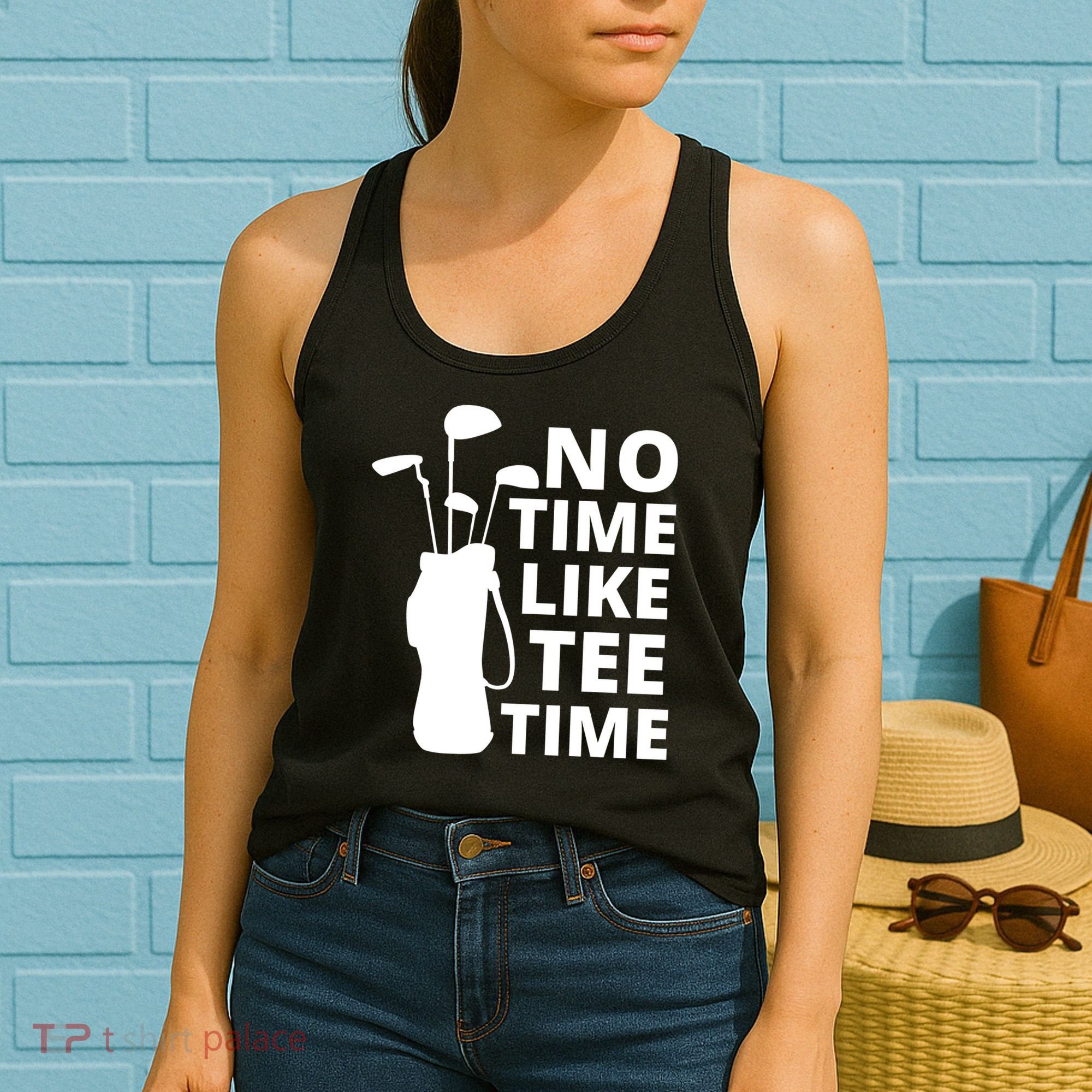 No Time Tee Time Funny Golf Dad Golfer Fathers Women's Tank Top