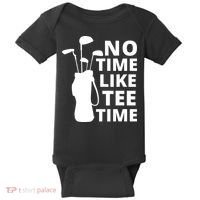 No Time Tee Time Funny Golf Dad Golfer Fathers Baby Bodysuit thumb 0