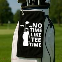 No Time Tee Time Funny Golf Dad Golfer Fathers Golf Towel thumb 2