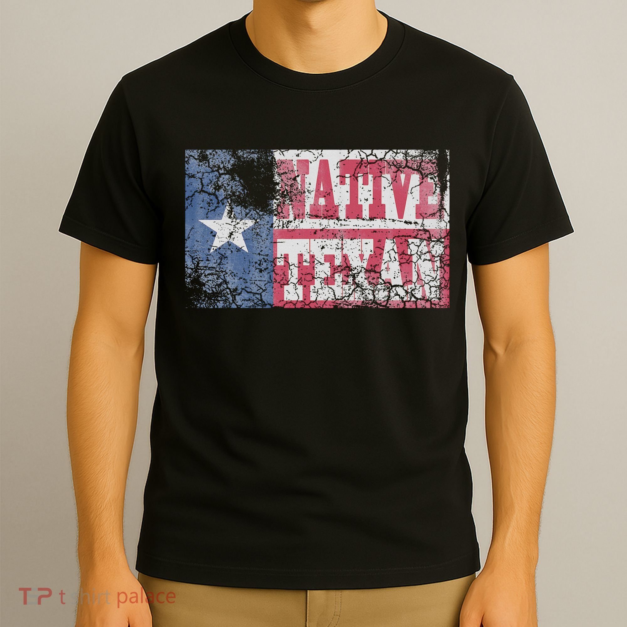 Native Texan Texas Flag Family Home Love Vintage Distressed T-Shirt