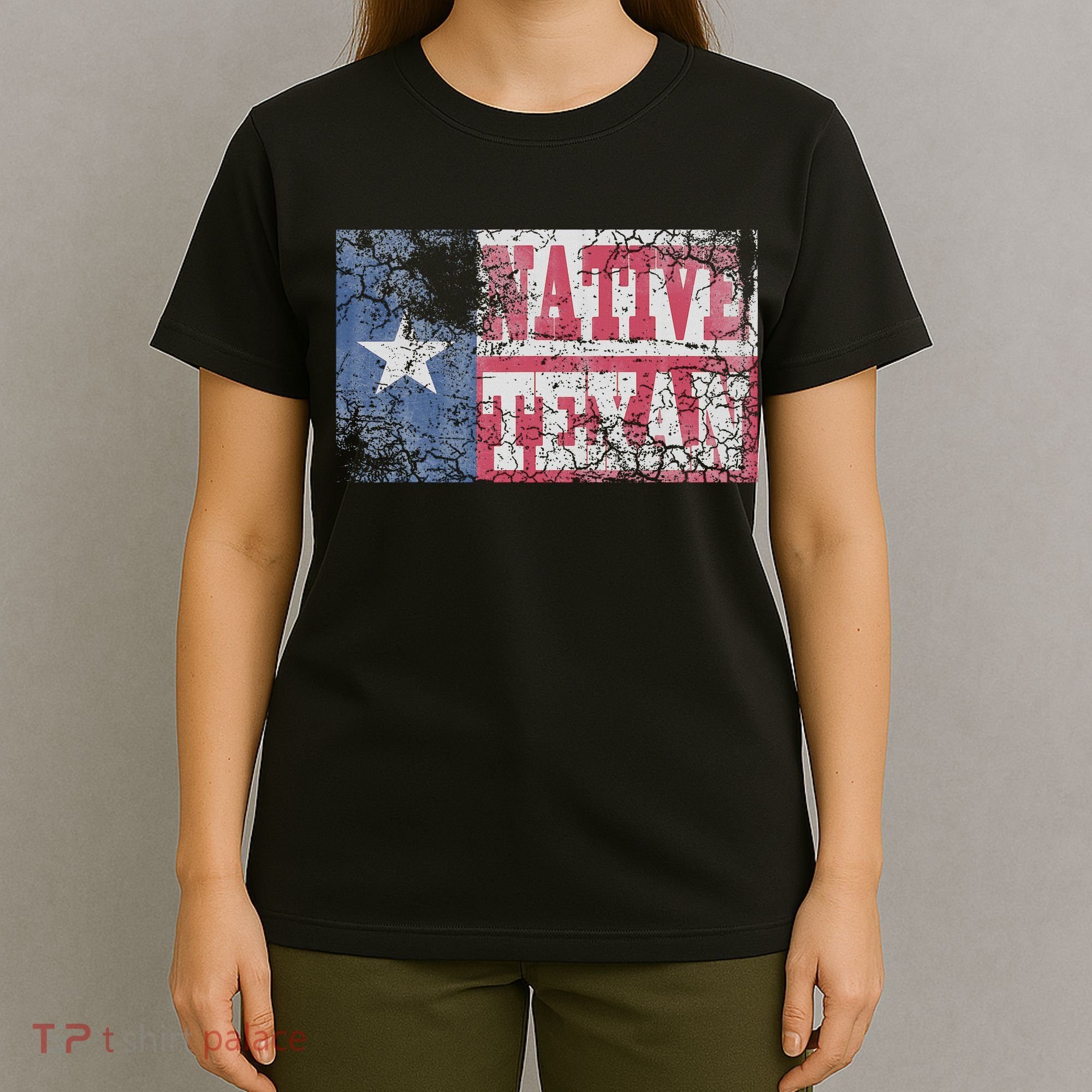 Native Texan Texas Flag Family Home Love Vintage Distressed T-Shirt